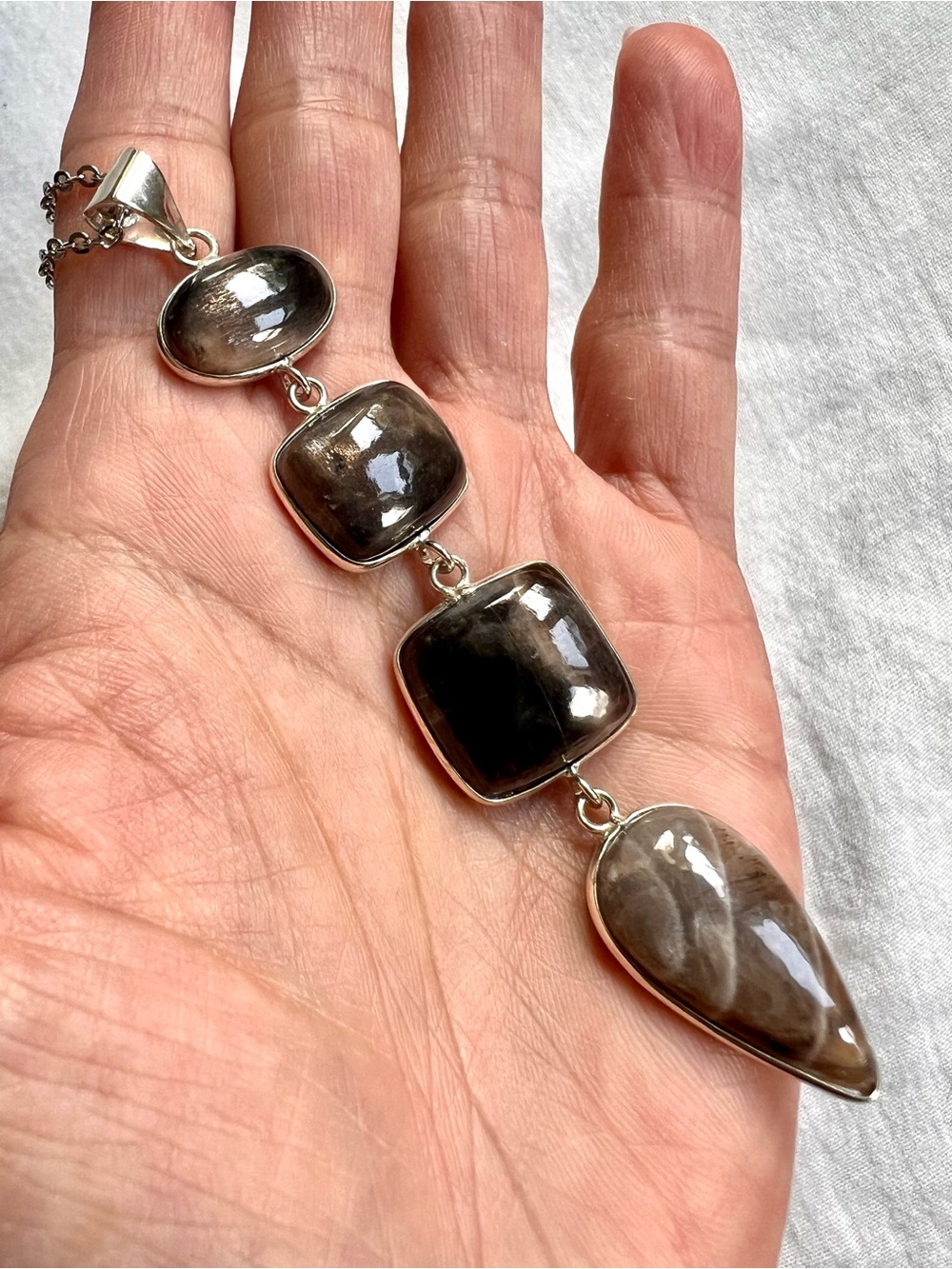 925 Terra Luna Chocolate Moonstone Cleavage Pendant Necklace